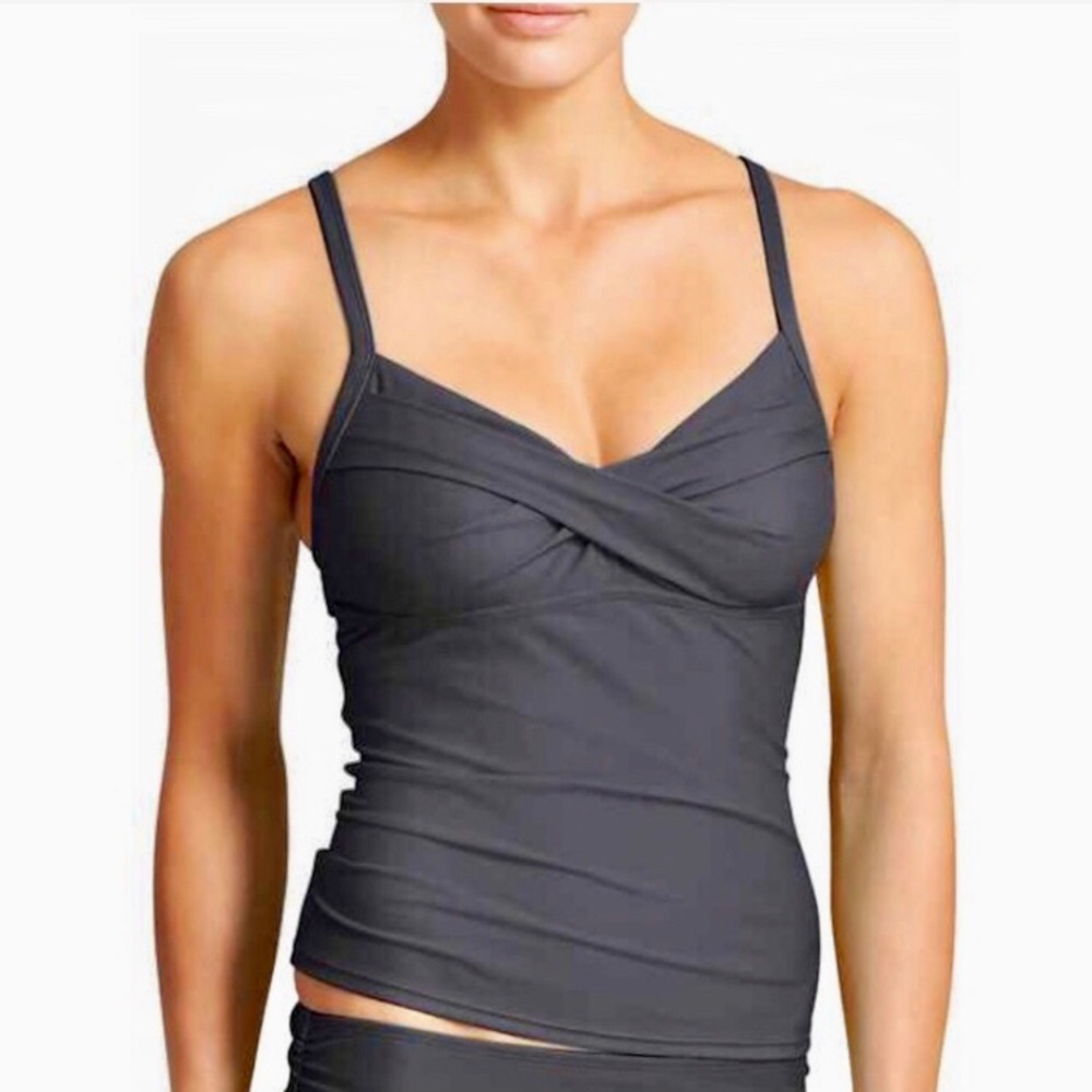 Athleta Twistini Tankini Asphalt Gray Swim Top